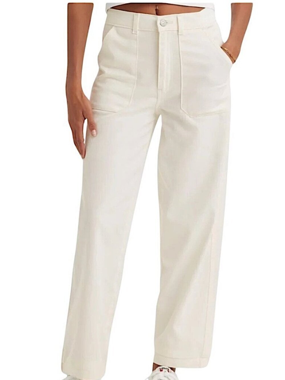 LEVI'S Utility Pants Straight Relaxed Leg Stretch Twill Size 31 Cream
